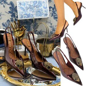 🆕 KURT GEIGER LONDON 🧿 NWOB Large Eagle Slingback Heel, Wine - Sz EU 40 US 9